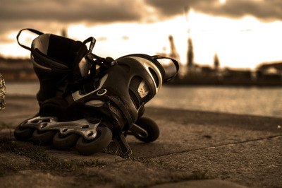 inline skate closeup wheels